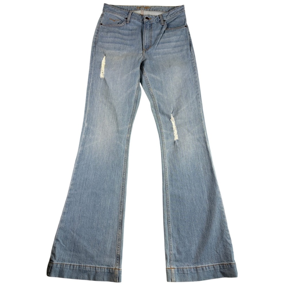 Kimes Ranch Jennifer Flare Jeans Womens 10 32x36‎ Western Cowboy Wash Distressed